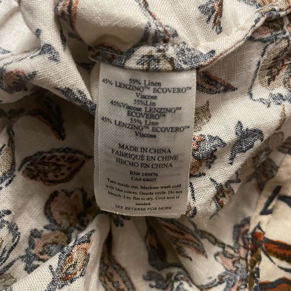 Faherty Portia Linen Blend Blouse Size XL Relaxed Fit Elevated Casual Style - Picture 6 of 11